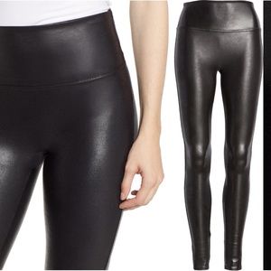 Spanx faux leather leggings size M petite & hemmed